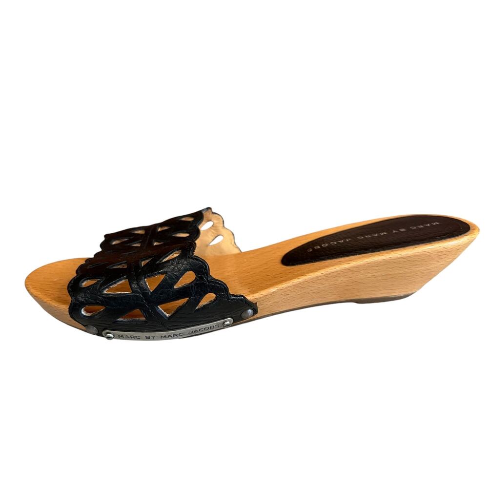 Marc by Marc Jacobs Low Wedge Wood Sandals Black 38